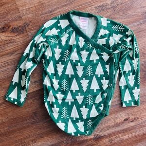 Hanna Andersson Side Snap Bodysuit In Organic Cotton Winter Green Size 3T
